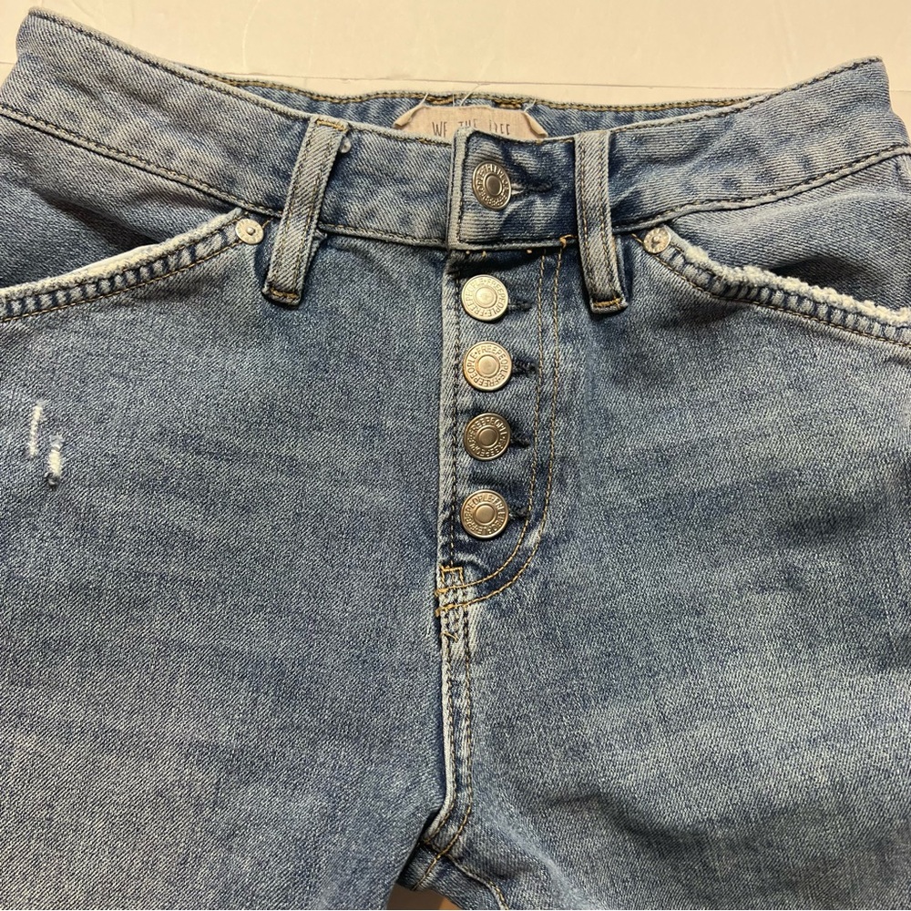 Free People We the Free Button Fly Distressed Denim Jeans Size 25